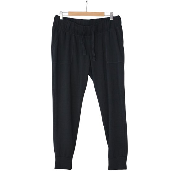 Isabel by Ingrid + Isabel black French terry drawstring tapered leg lounge pants - Picture 1 of 11